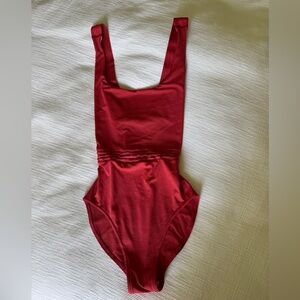 Bloch Red Cross Back Leotard | Satin Finish | Ballet Dance | Adult Size Small